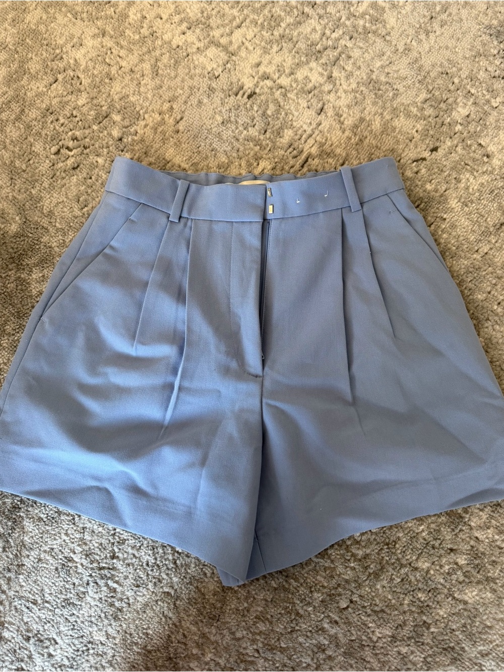 Abercrombie & Fitch Pleated High-Rise Shorts in Light Blue